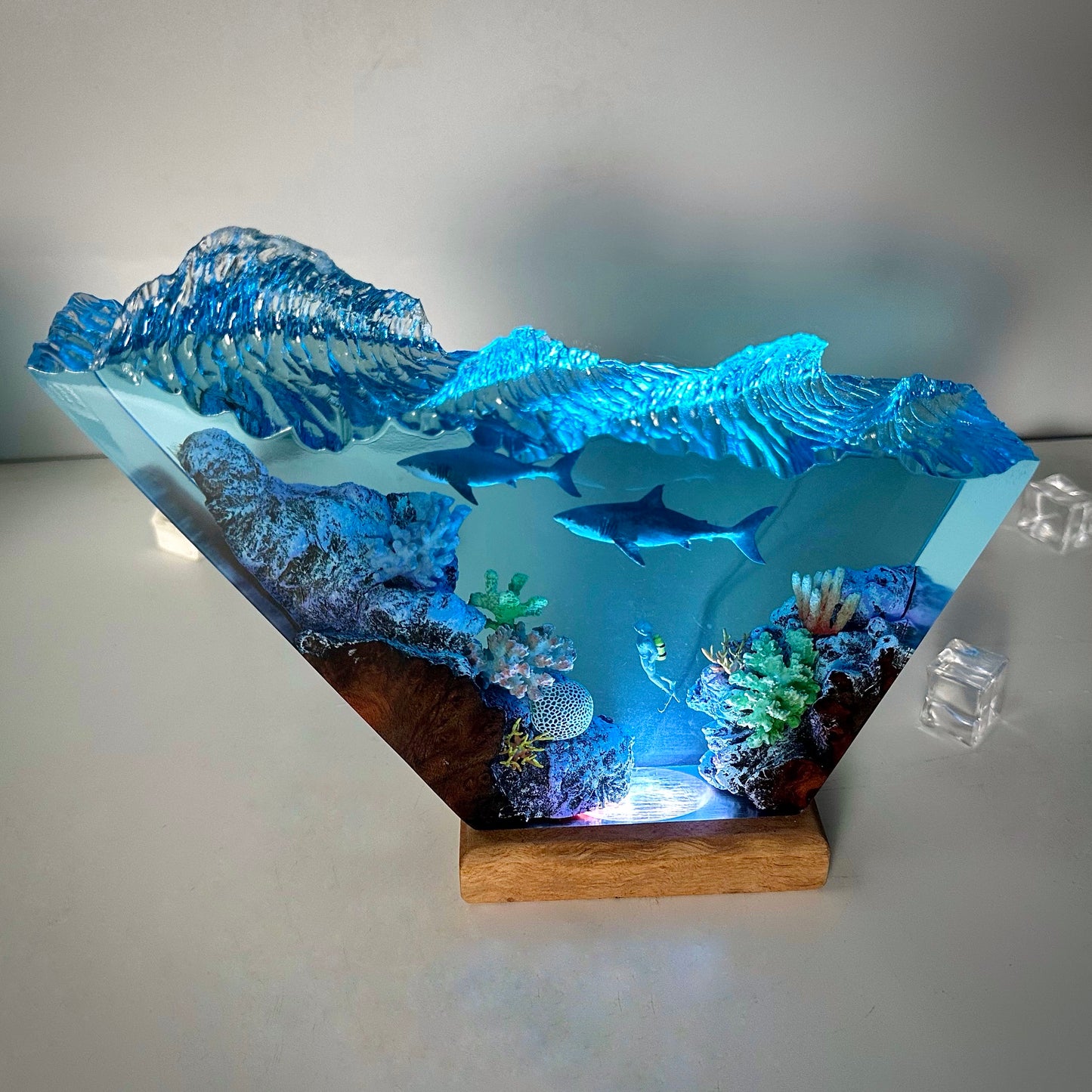 Great White Shark resin lamp