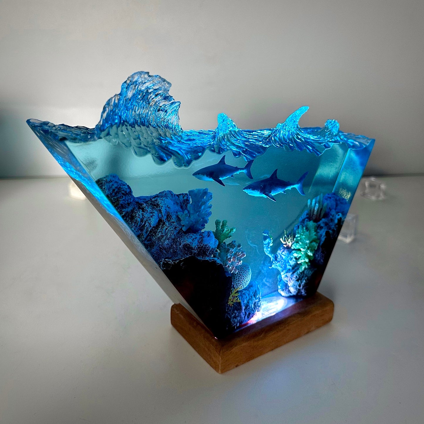 Great White Shark resin lamp