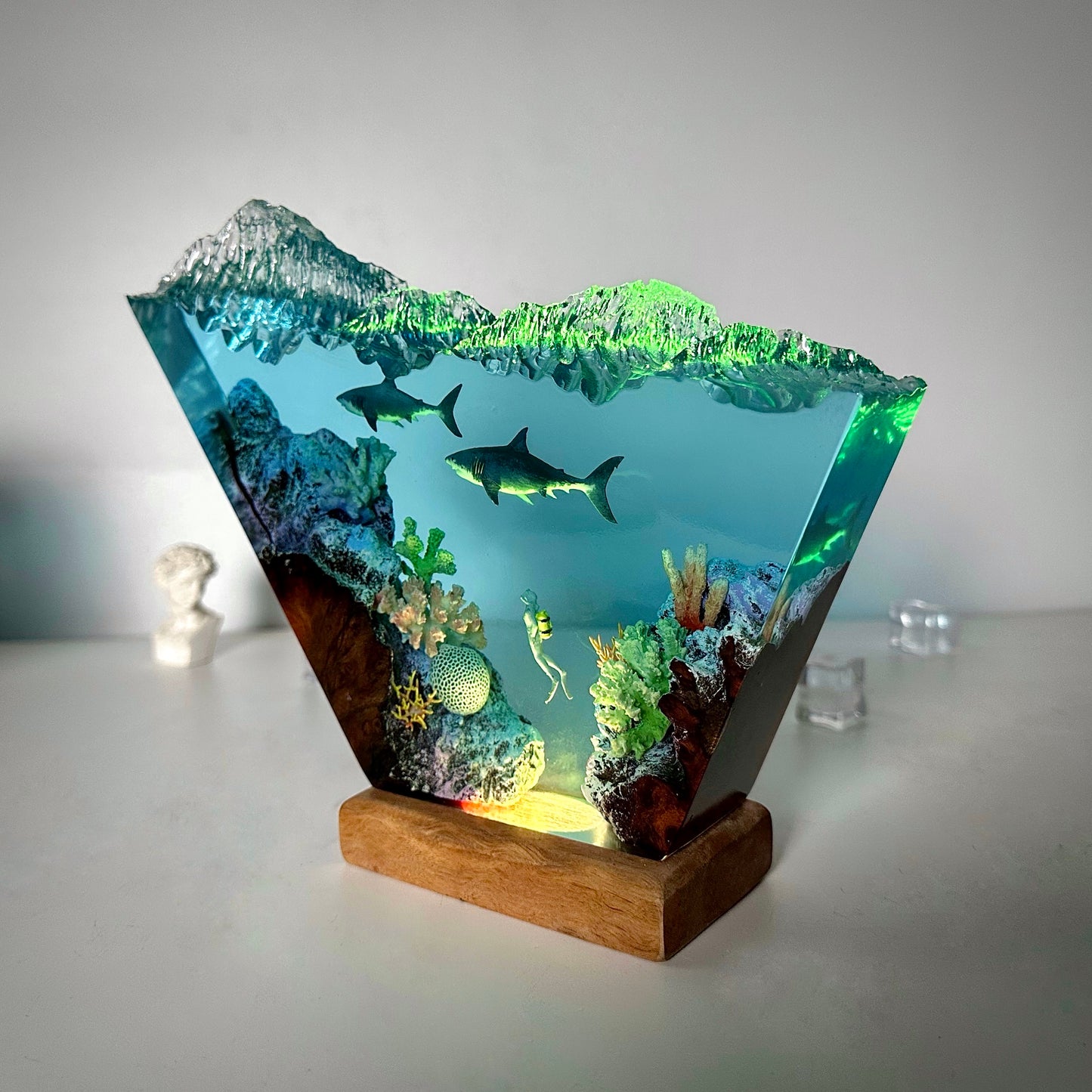Great White Shark resin lamp