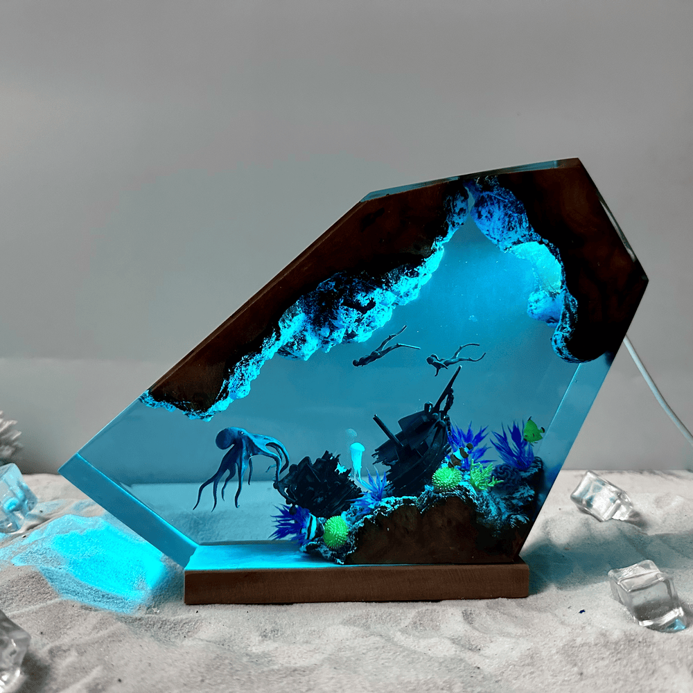 Octopus and shipwreck night light
