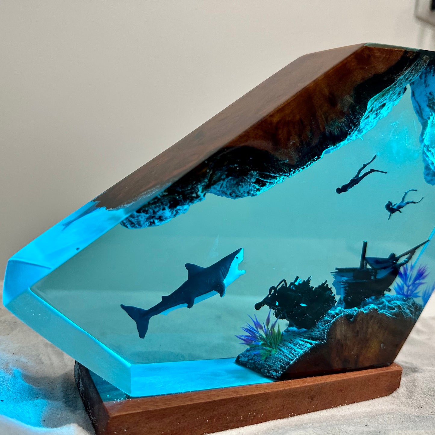 Great white shark resin night light