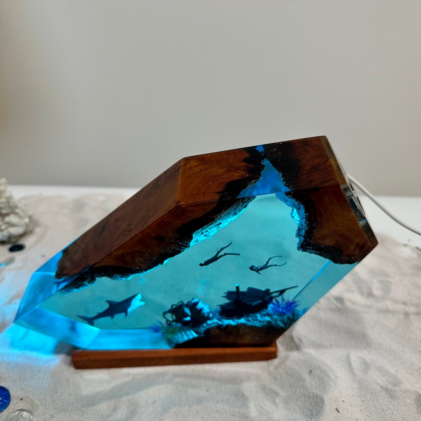 Great white shark resin night light