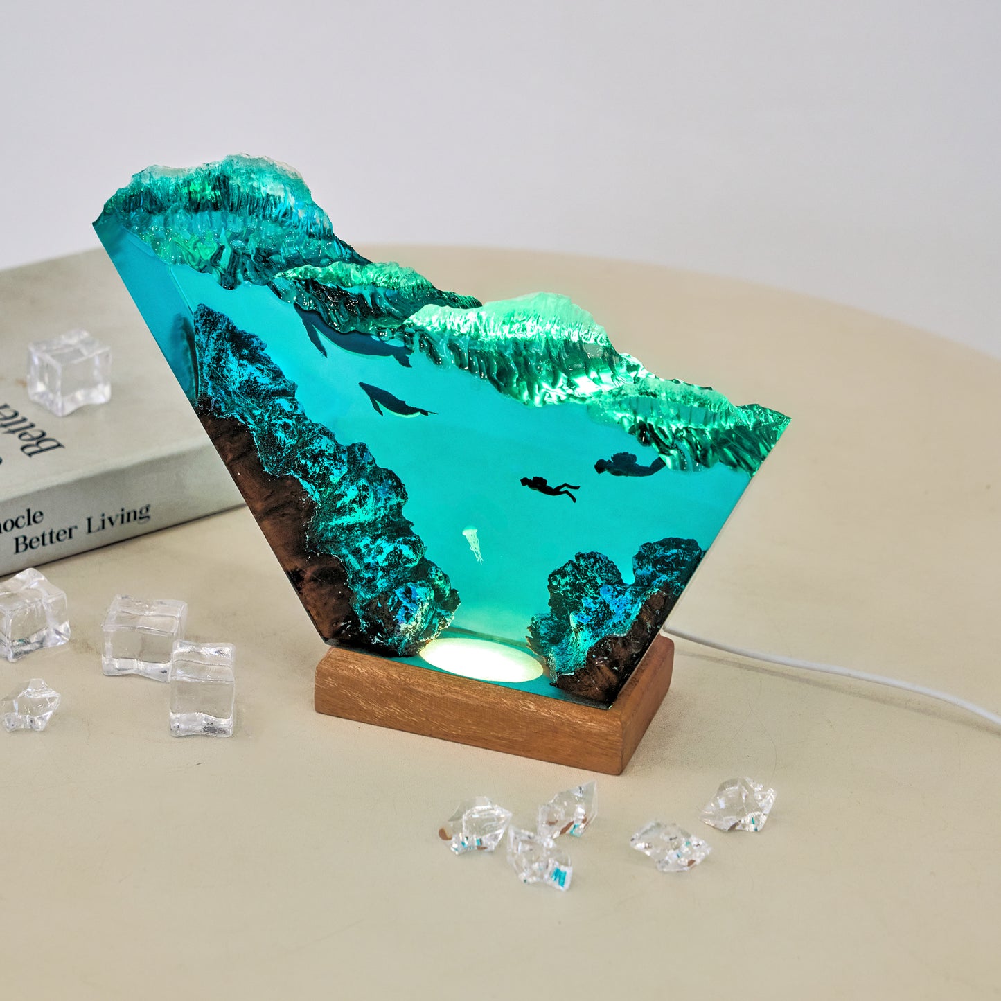 Humpback Whale resin epoxy lamp