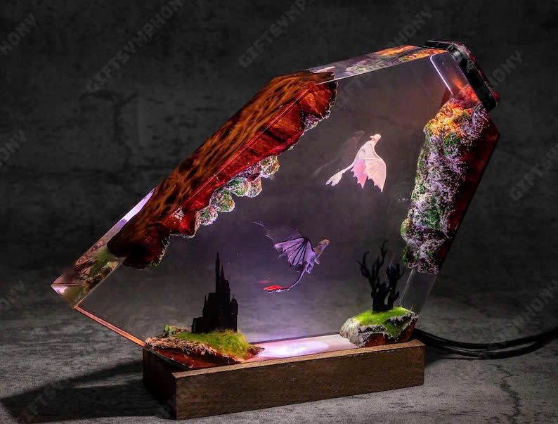 Toothless and Light Fury resin lamp
