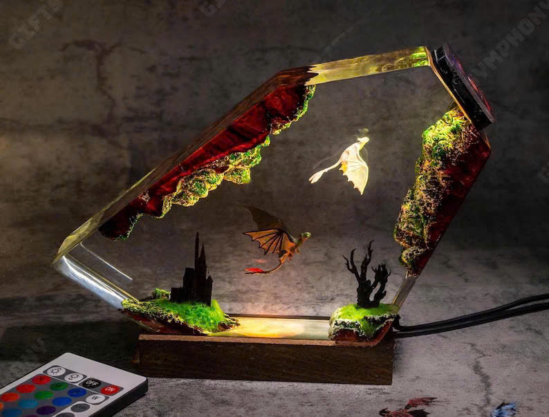Toothless and Light Fury resin lamp