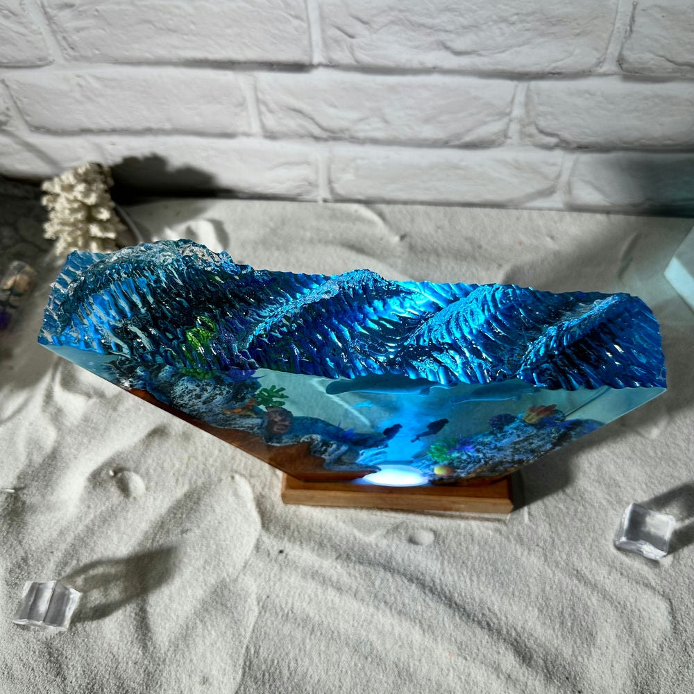 Manatees resin epoxy lamp