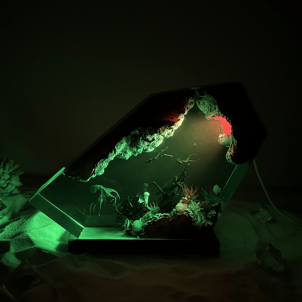 Octopus and shipwreck night light
