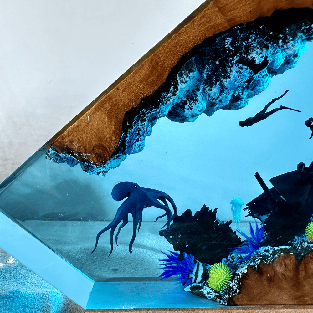 Octopus and shipwreck night light