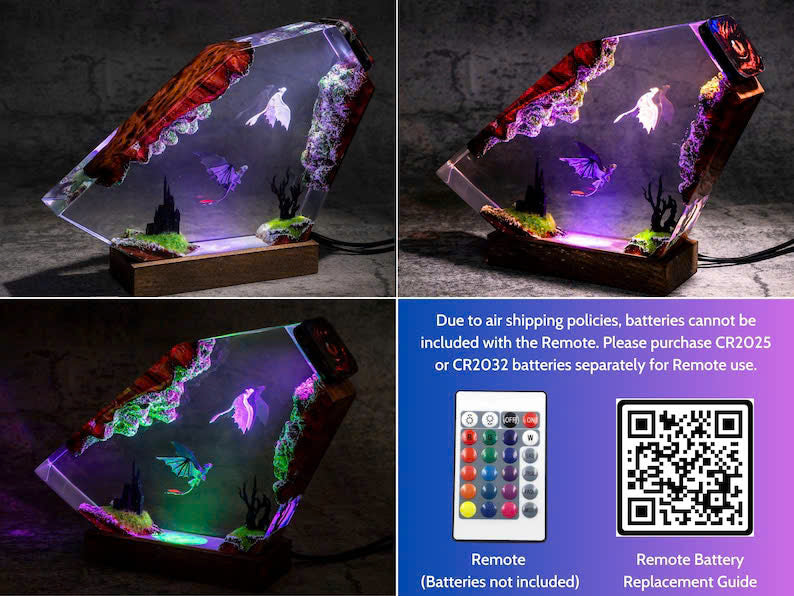 Toothless and Light Fury resin lamp