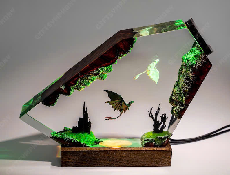 Toothless and Light Fury resin lamp