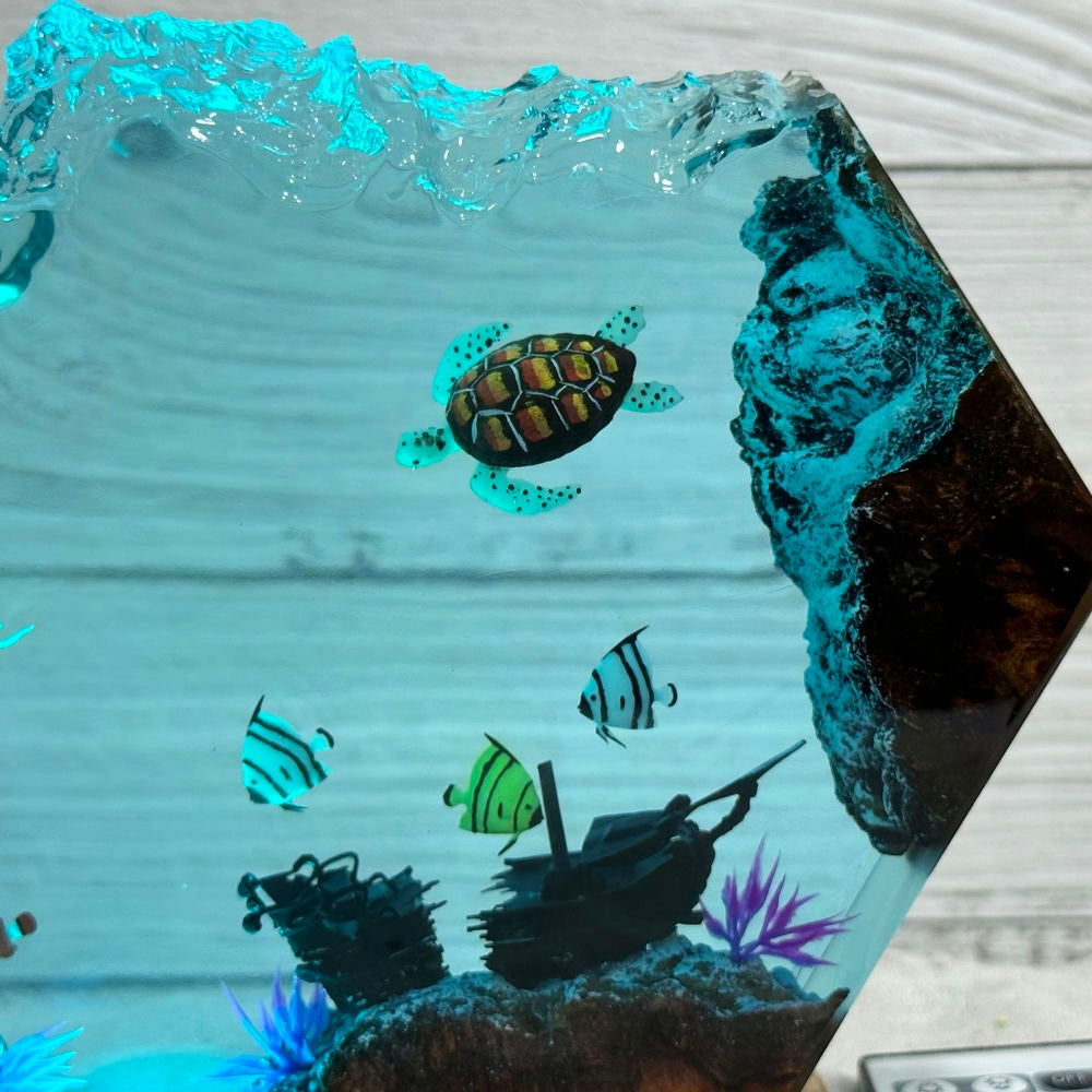 Mermaids and turtle resin night light