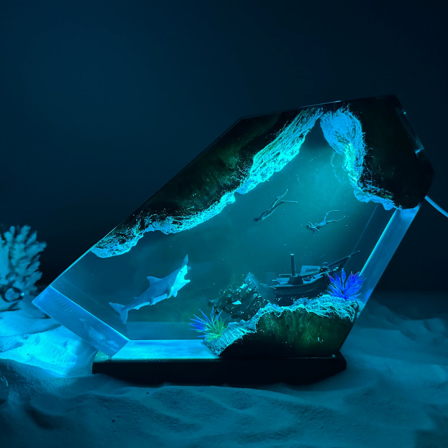 Great white shark resin night light