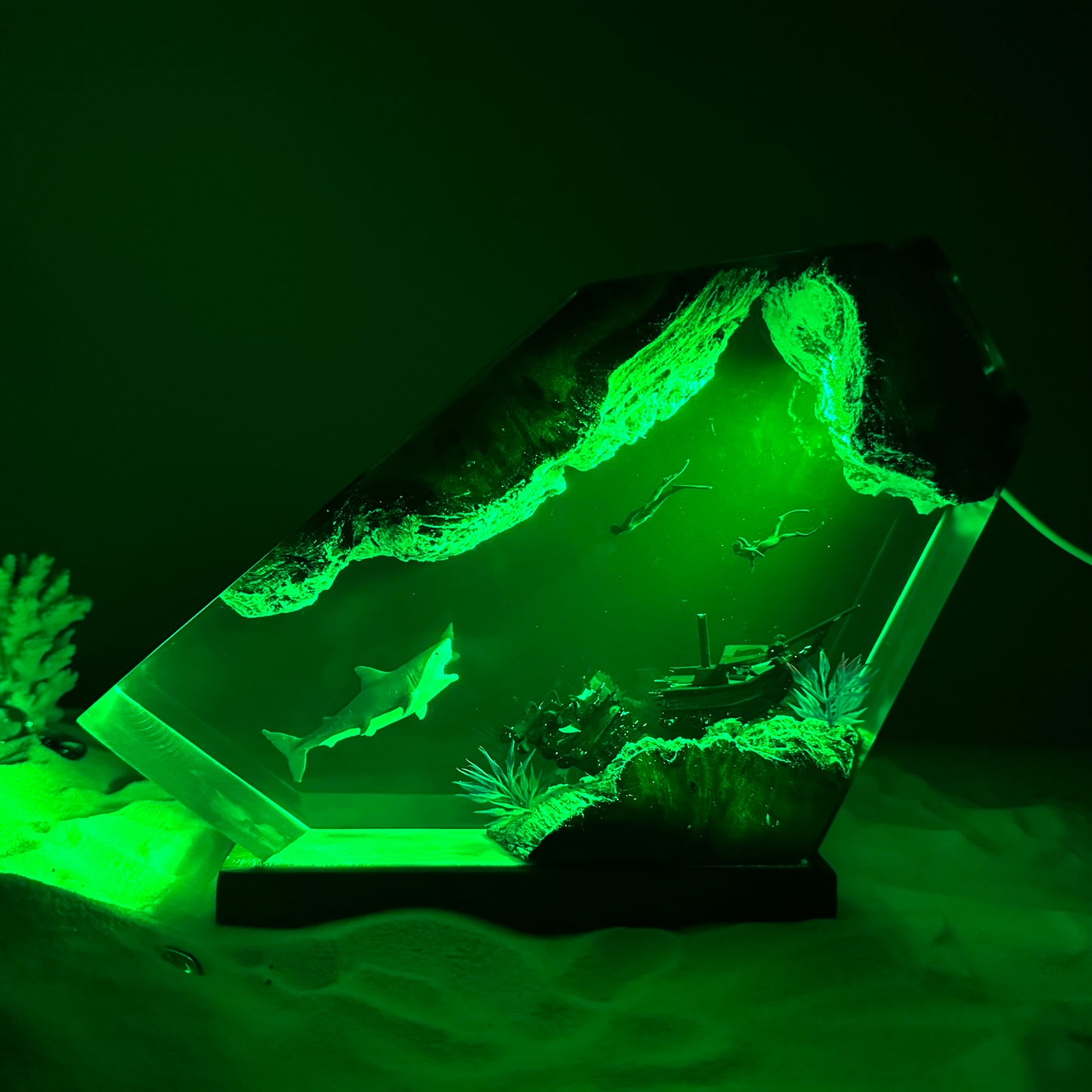 Great white shark resin night light