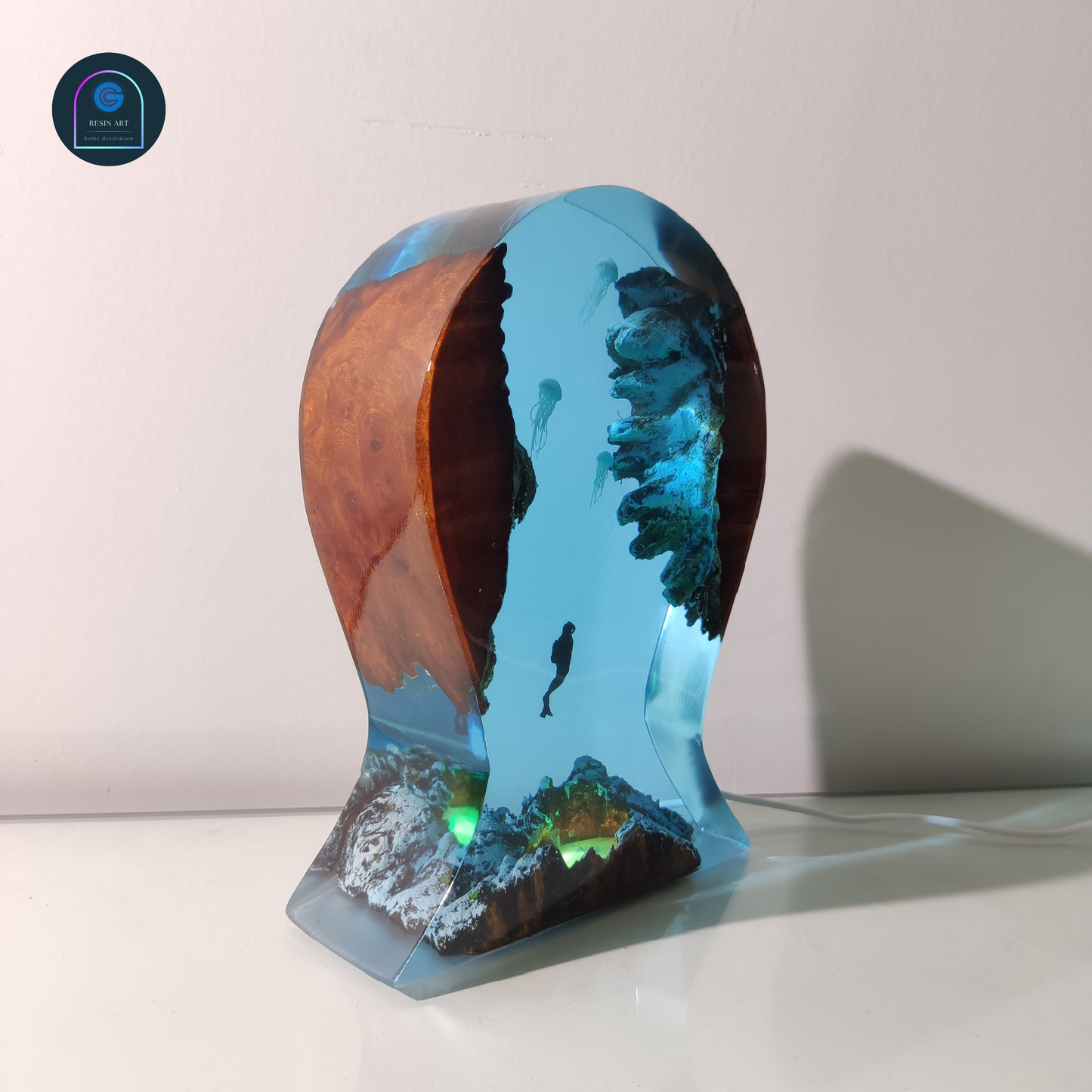 Headphone stand led resin lamp