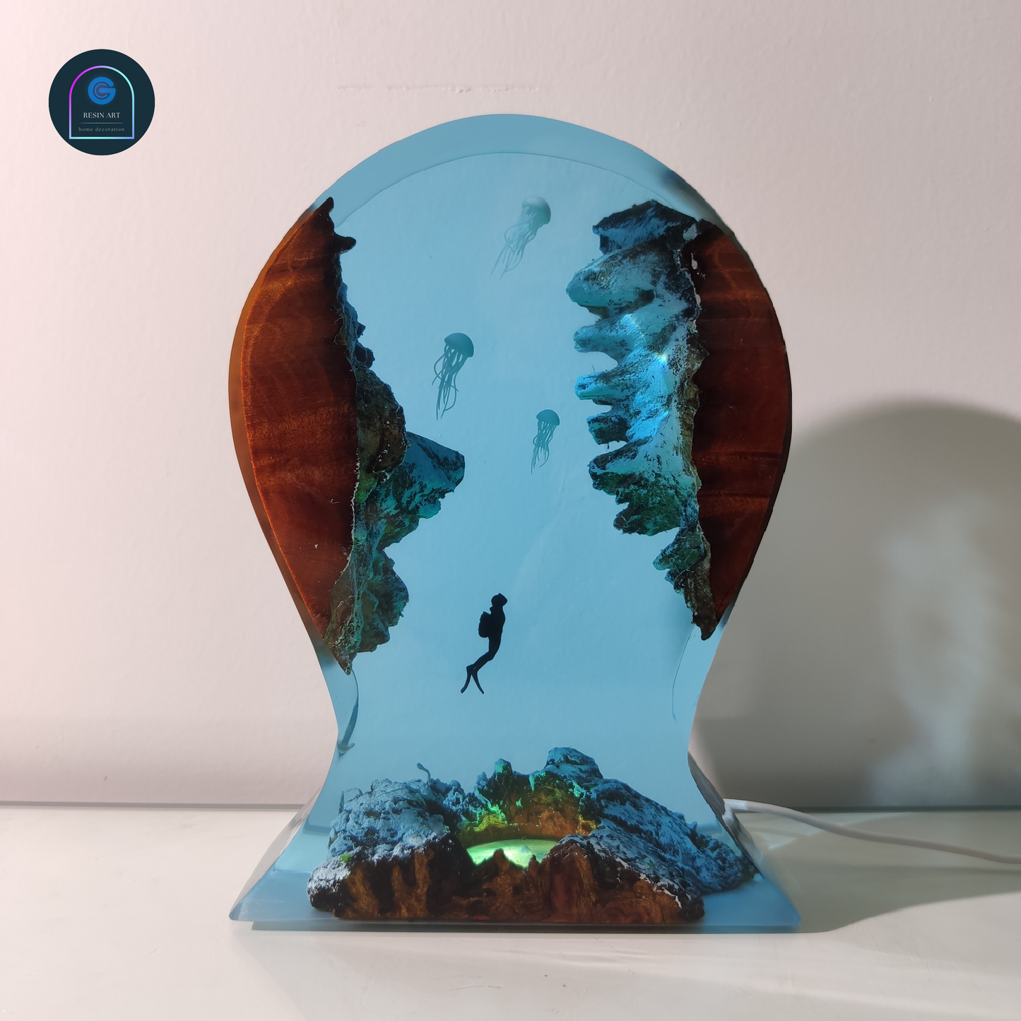 Headphone stand led resin lamp