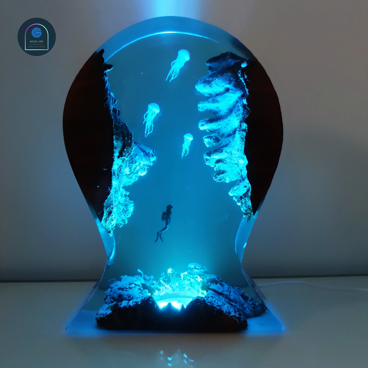Headphone stand led resin lamp