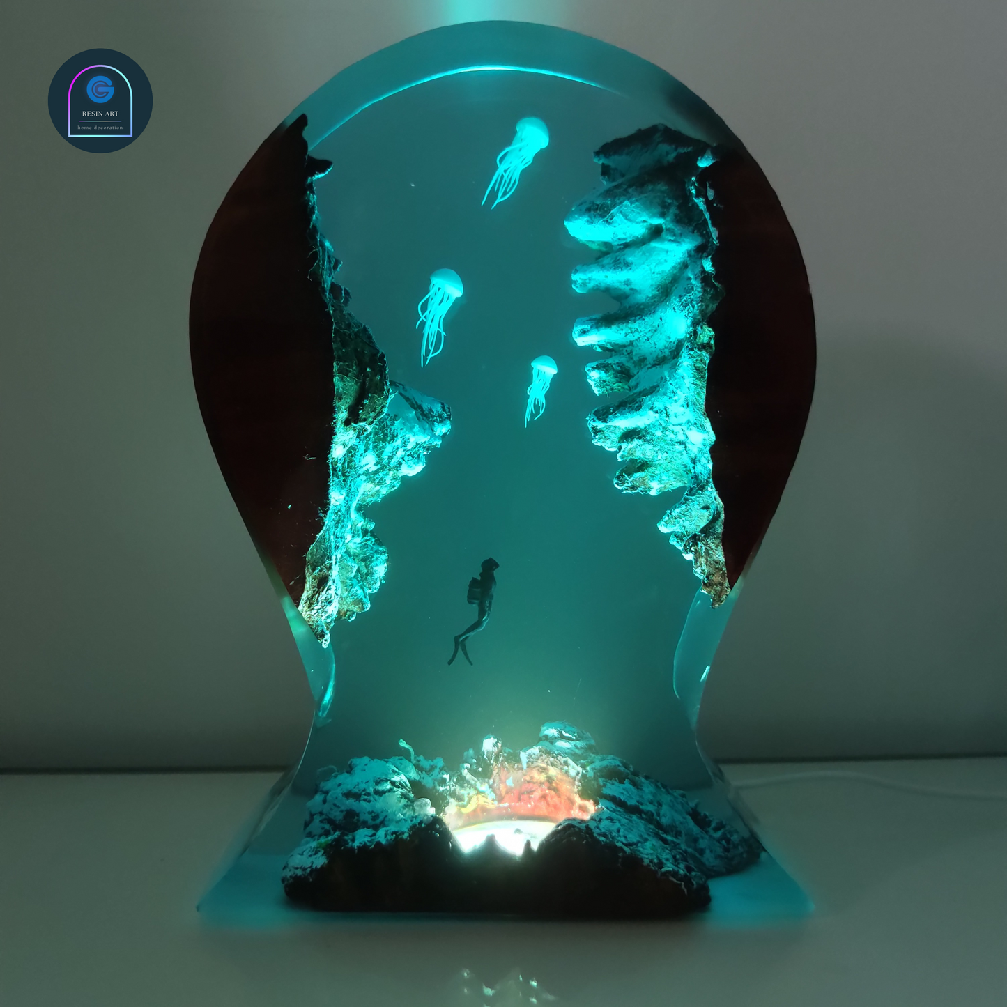Headphone stand led resin lamp
