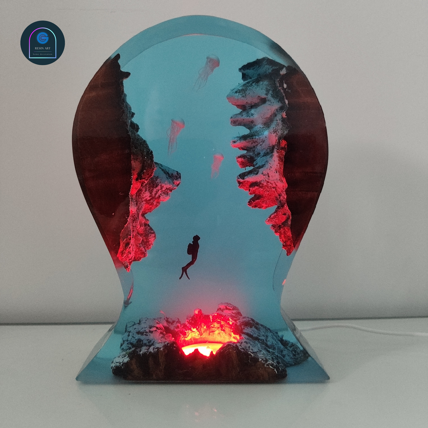 Headphone stand led resin lamp