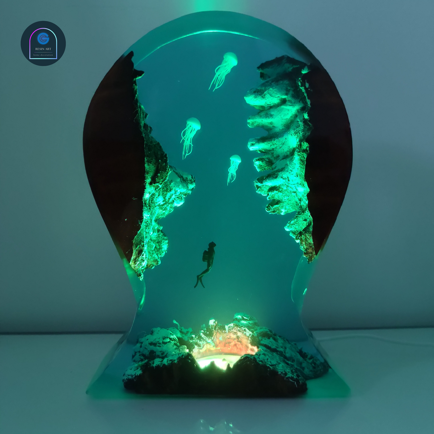 Headphone stand led resin lamp