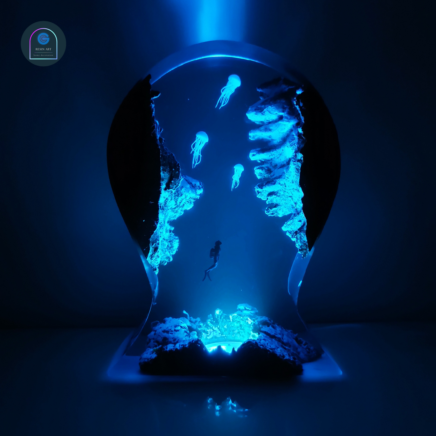 Headphone stand led resin lamp