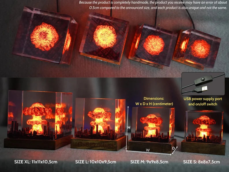 Atomic bomb and engrave resin lamp