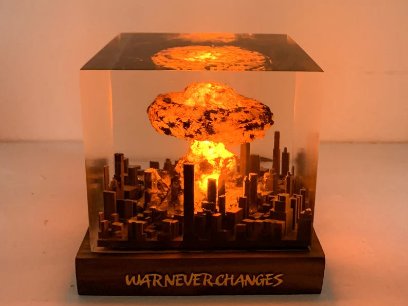 Atomic bomb and engrave resin lamp
