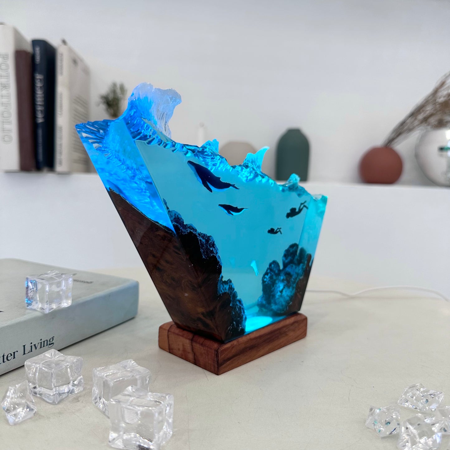 Humpback Whale resin epoxy lamp