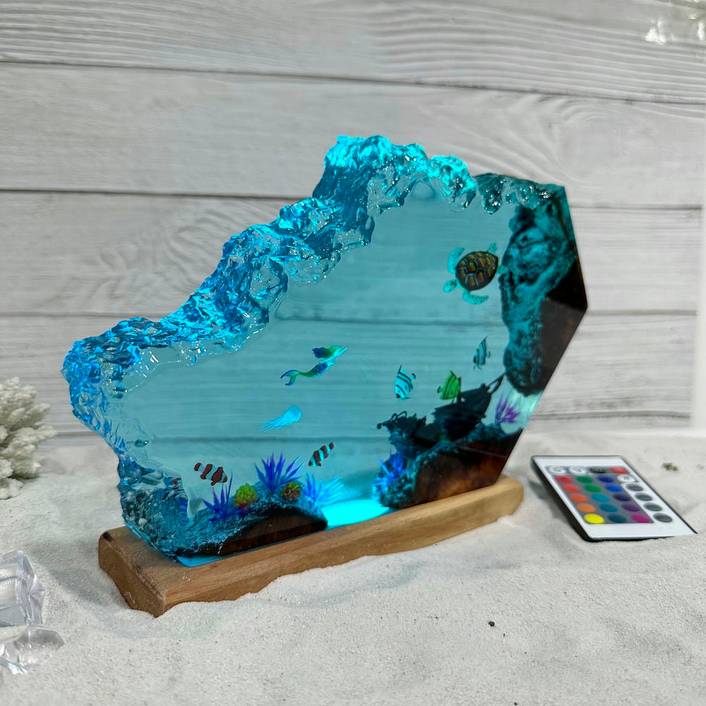 Mermaids and turtle resin night light