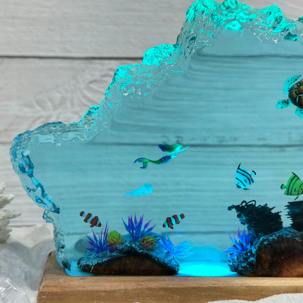 Mermaids and turtle resin night light