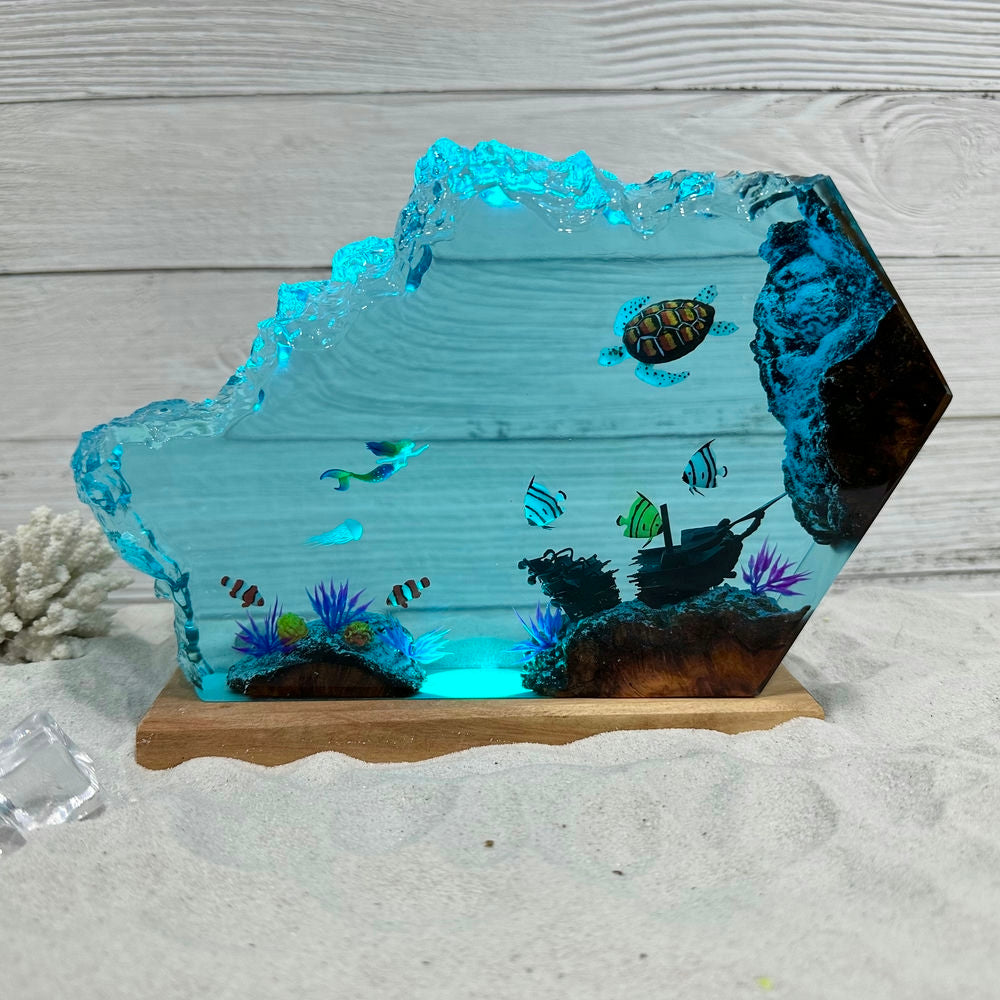 Mermaids and turtle resin night light