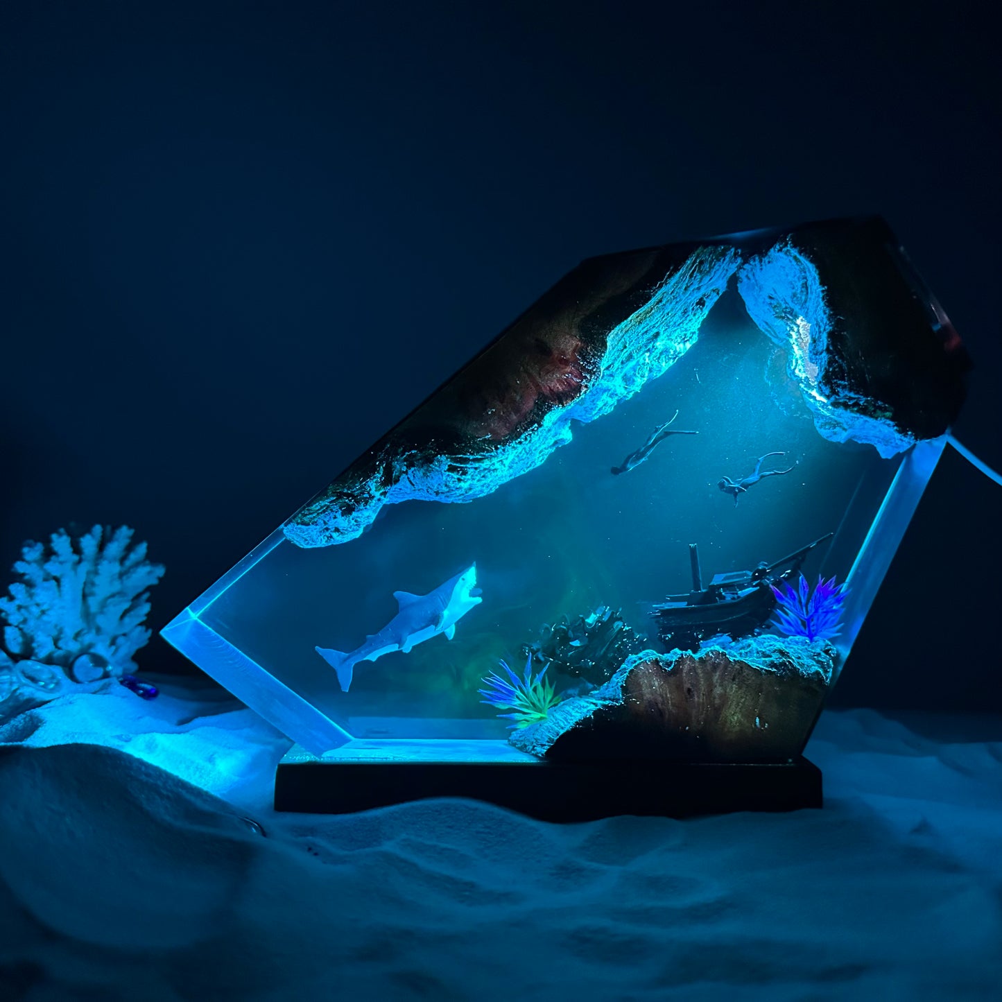 Great white shark resin night light
