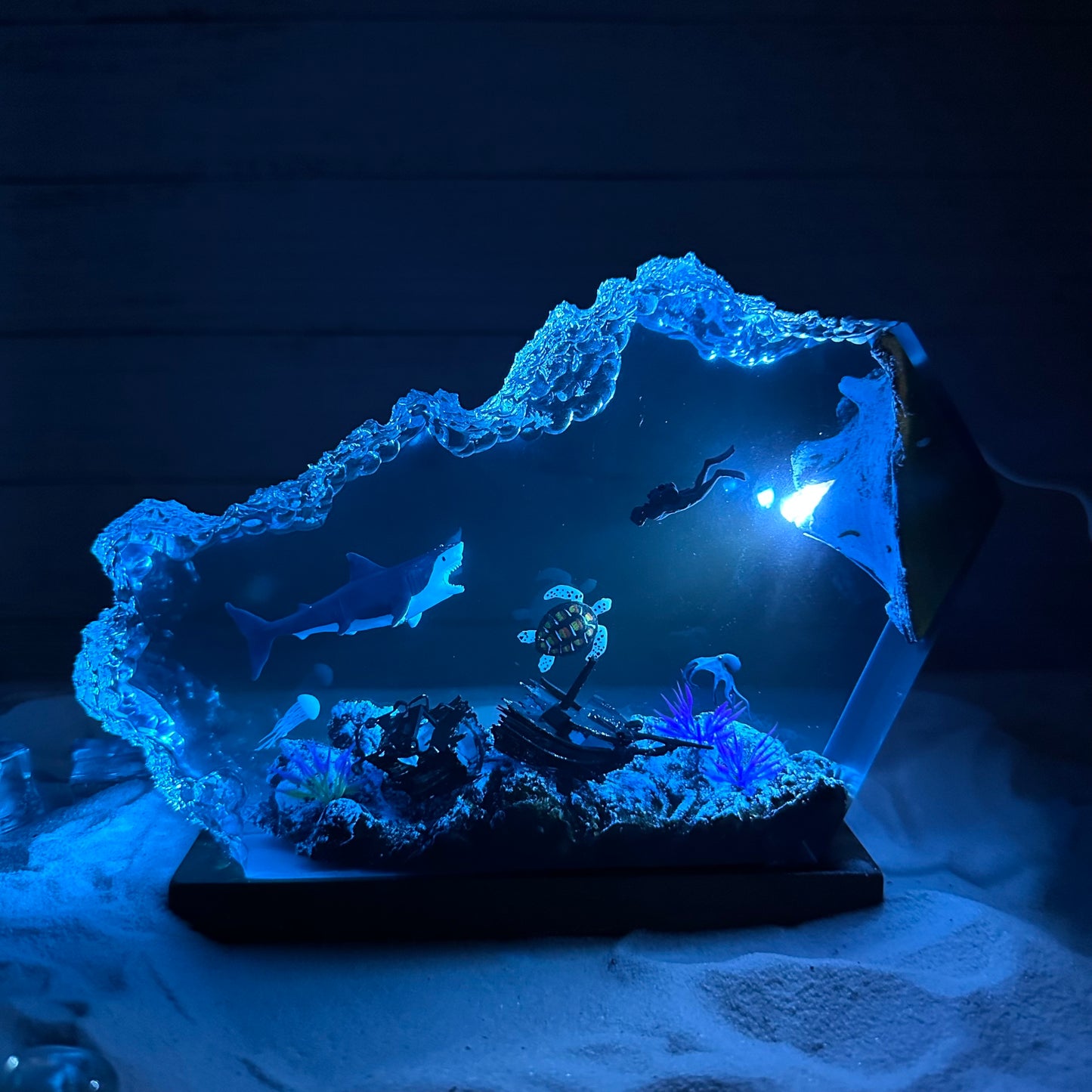 Great White Shark and Turtle lamp
