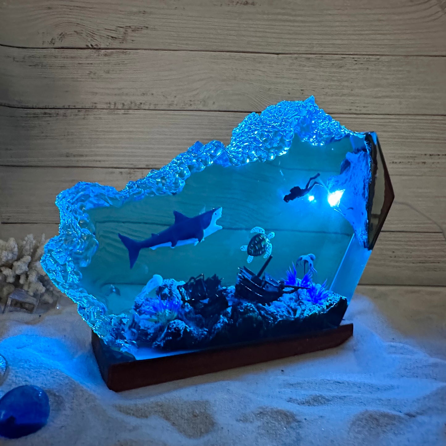 Great White Shark and Turtle lamp