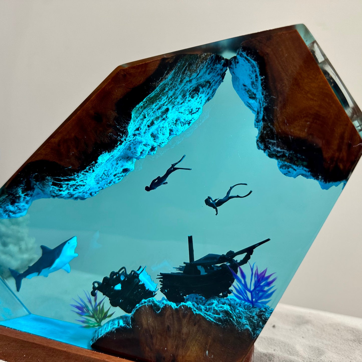 Great white shark resin night light