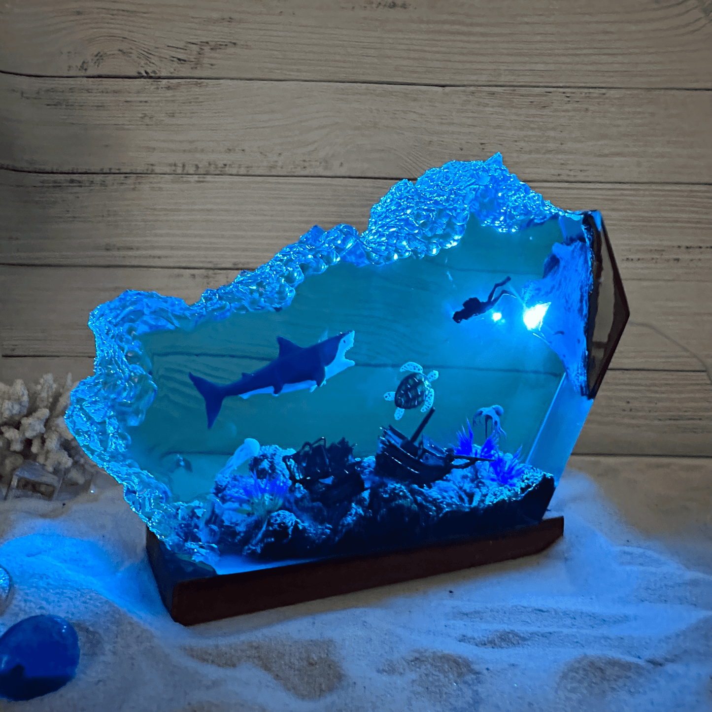 Great White Shark and Turtle lamp