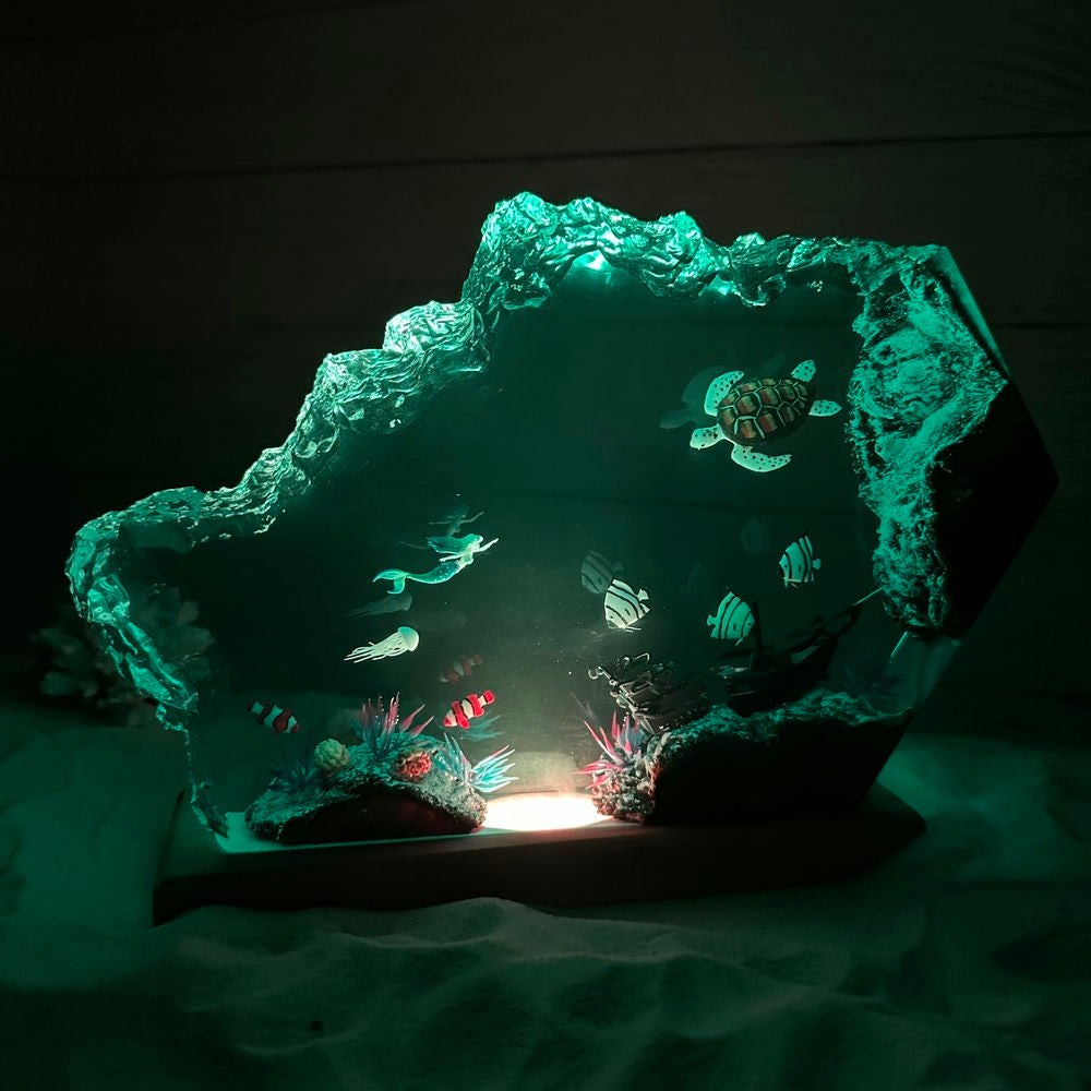Mermaids and turtle resin night light