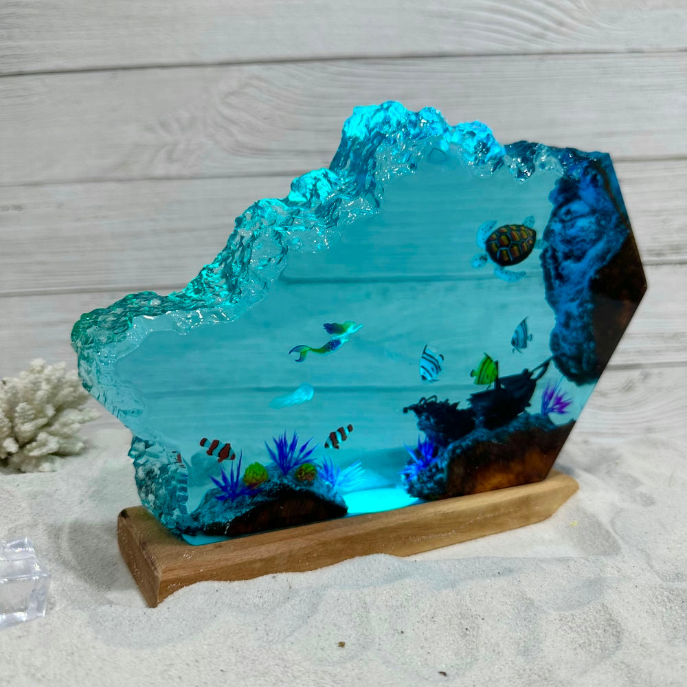 Mermaids and turtle resin night light