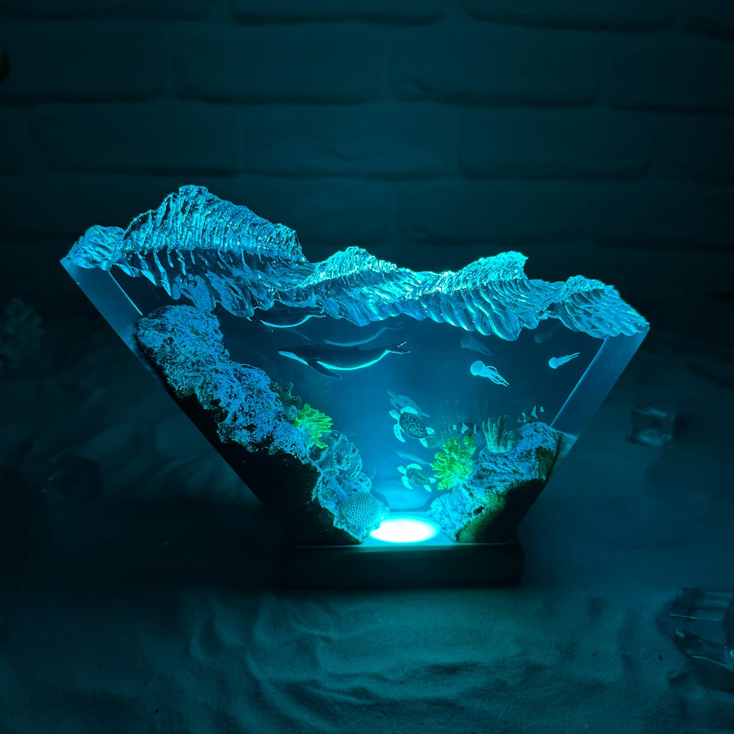 Humpback Whale and Turtles resin lamp
