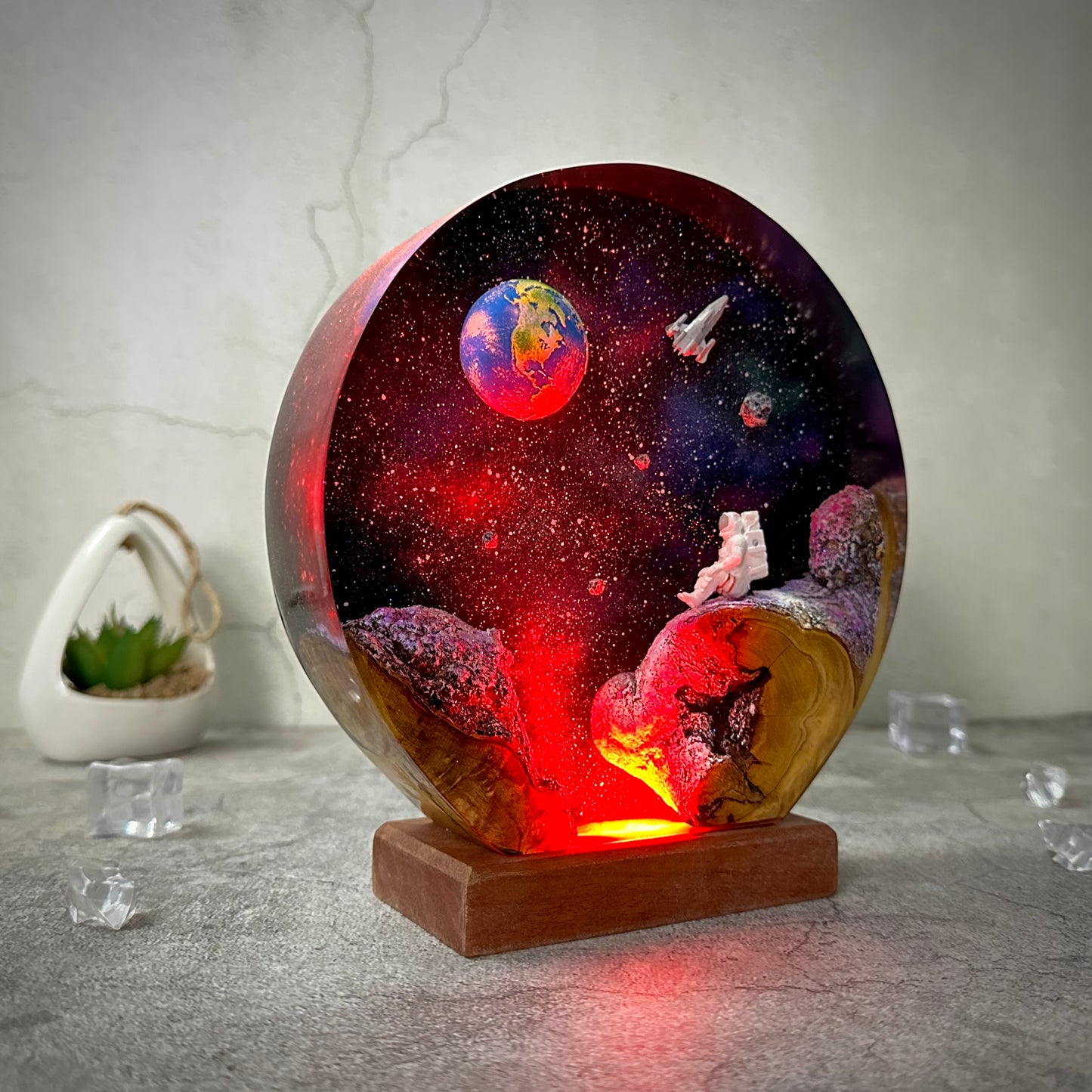 Astronaut and Space resin lamp