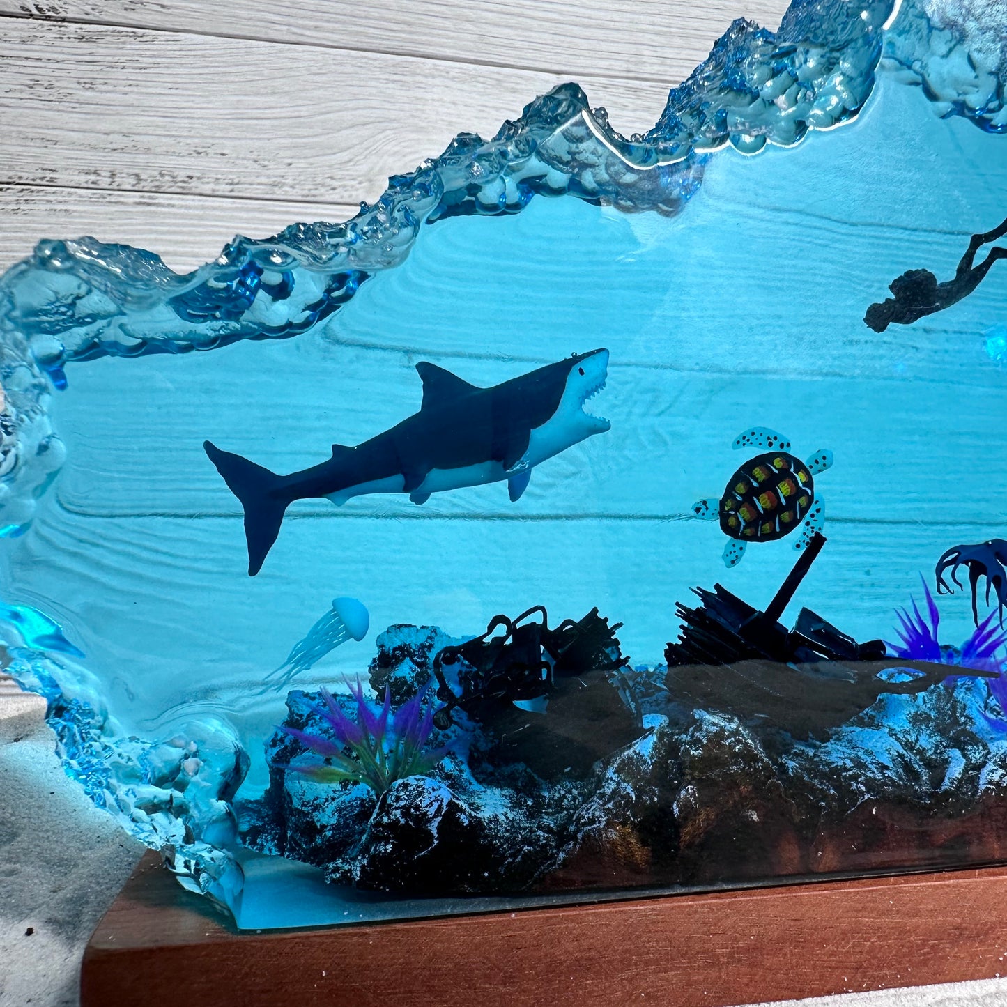 Great White Shark and Turtle lamp